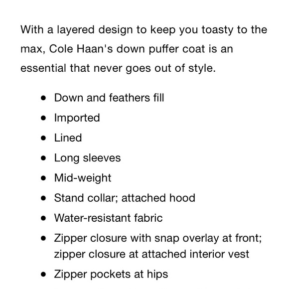 Cole Haan Hooded Down Puffer Coat - Picture 4 of 4